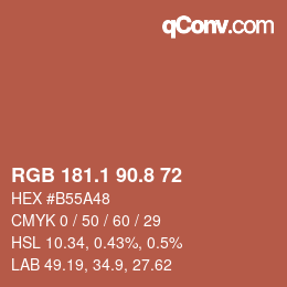 Color code: RGB 181.1 90.8 72 | qconv.com