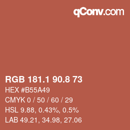 カラーコード: RGB 181.1 90.8 73 | qconv.com