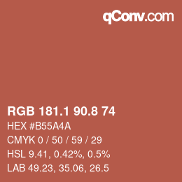 カラーコード: RGB 181.1 90.8 74 | qconv.com
