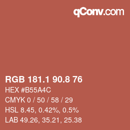 Color code: RGB 181.1 90.8 76 | qconv.com