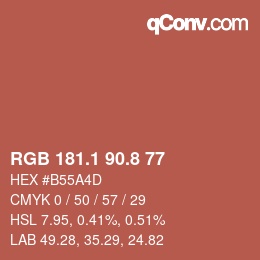 Color code: RGB 181.1 90.8 77 | qconv.com