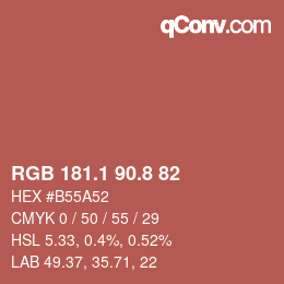 カラーコード: RGB 181.1 90.8 82 | qconv.com