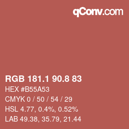 カラーコード: RGB 181.1 90.8 83 | qconv.com
