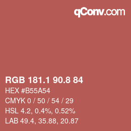 カラーコード: RGB 181.1 90.8 84 | qconv.com