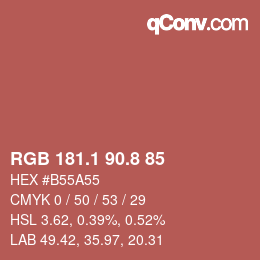 Color code: RGB 181.1 90.8 85 | qconv.com