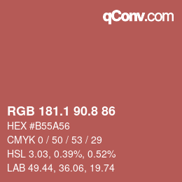 カラーコード: RGB 181.1 90.8 86 | qconv.com