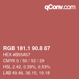 カラーコード: RGB 181.1 90.8 87 | qconv.com