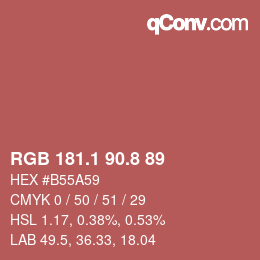 カラーコード: RGB 181.1 90.8 89 | qconv.com