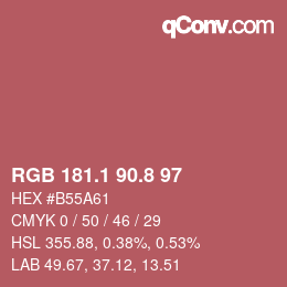 カラーコード: RGB 181.1 90.8 97 | qconv.com