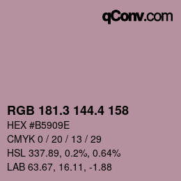 カラーコード: RGB 181.3 144.4 158 | qconv.com