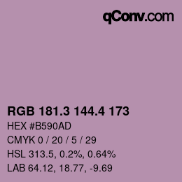 カラーコード: RGB 181.3 144.4 173 | qconv.com