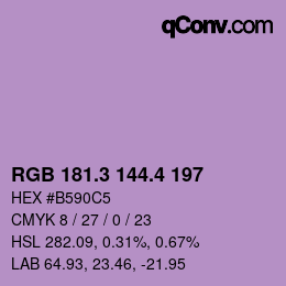 カラーコード: RGB 181.3 144.4 197 | qconv.com