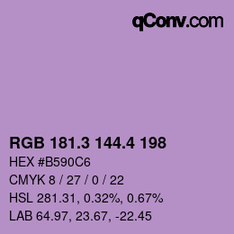 カラーコード: RGB 181.3 144.4 198 | qconv.com