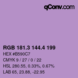 カラーコード: RGB 181.3 144.4 199 | qconv.com