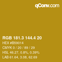 カラーコード: RGB 181.3 144.4 20 | qconv.com