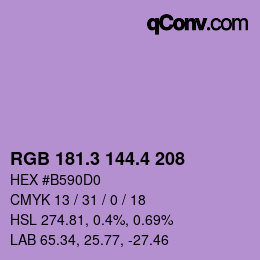 カラーコード: RGB 181.3 144.4 208 | qconv.com