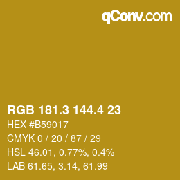カラーコード: RGB 181.3 144.4 23 | qconv.com