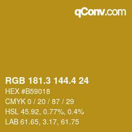 カラーコード: RGB 181.3 144.4 24 | qconv.com