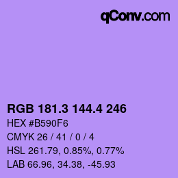 カラーコード: RGB 181.3 144.4 246 | qconv.com