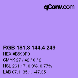 カラーコード: RGB 181.3 144.4 249 | qconv.com