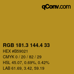 カラーコード: RGB 181.3 144.4 33 | qconv.com