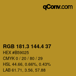カラーコード: RGB 181.3 144.4 37 | qconv.com