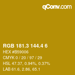 カラーコード: RGB 181.3 144.4 6 | qconv.com
