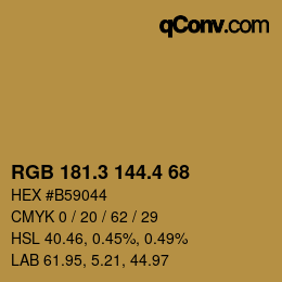 カラーコード: RGB 181.3 144.4 68 | qconv.com