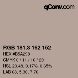 カラーコード: RGB 181.3 162 152 | qconv.com