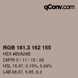 カラーコード: RGB 181.3 162 155 | qconv.com