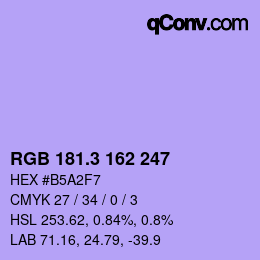 カラーコード: RGB 181.3 162 247 | qconv.com