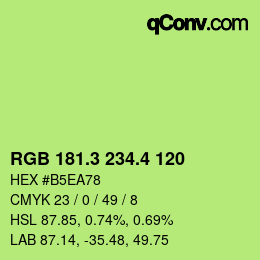 カラーコード: RGB 181.3 234.4 120 | qconv.com
