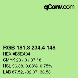 カラーコード: RGB 181.3 234.4 148 | qconv.com