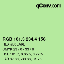 カラーコード: RGB 181.3 234.4 158 | qconv.com