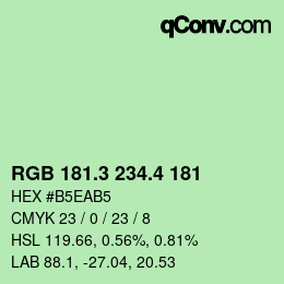 カラーコード: RGB 181.3 234.4 181 | qconv.com