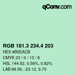 カラーコード: RGB 181.3 234.4 203 | qconv.com