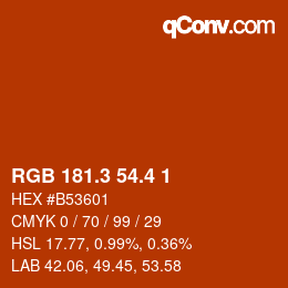 カラーコード: RGB 181.3 54.4 1 | qconv.com