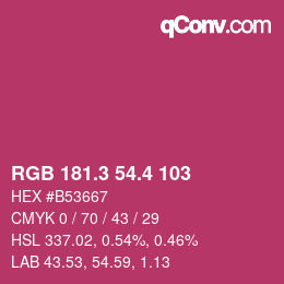カラーコード: RGB 181.3 54.4 103 | qconv.com