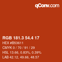 カラーコード: RGB 181.3 54.4 17 | qconv.com