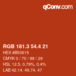 カラーコード: RGB 181.3 54.4 21 | qconv.com