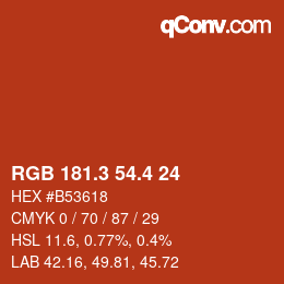 カラーコード: RGB 181.3 54.4 24 | qconv.com