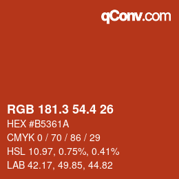 カラーコード: RGB 181.3 54.4 26 | qconv.com