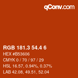 カラーコード: RGB 181.3 54.4 6 | qconv.com