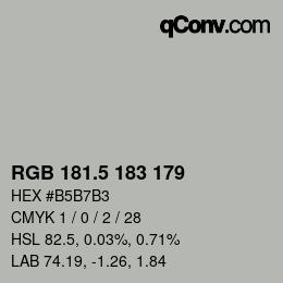 颜色代码: RGB 181.5 183 179 | qconv.com
