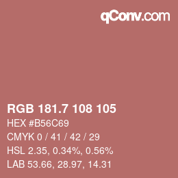 カラーコード: RGB 181.7 108 105 | qconv.com
