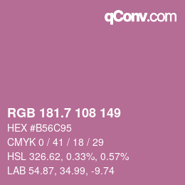 カラーコード: RGB 181.7 108 149 | qconv.com