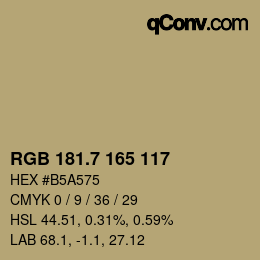 カラーコード: RGB 181.7 165 117 | qconv.com