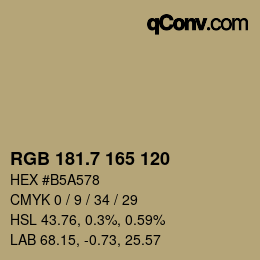 カラーコード: RGB 181.7 165 120 | qconv.com