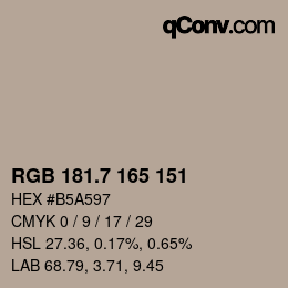 カラーコード: RGB 181.7 165 151 | qconv.com