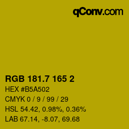 カラーコード: RGB 181.7 165 2 | qconv.com